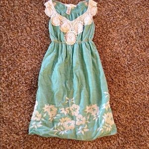Teal flowy casual tropical dress